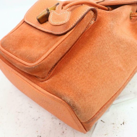 Gucci Orange Suede Bamboo Mini Backpack 855719 main image 11